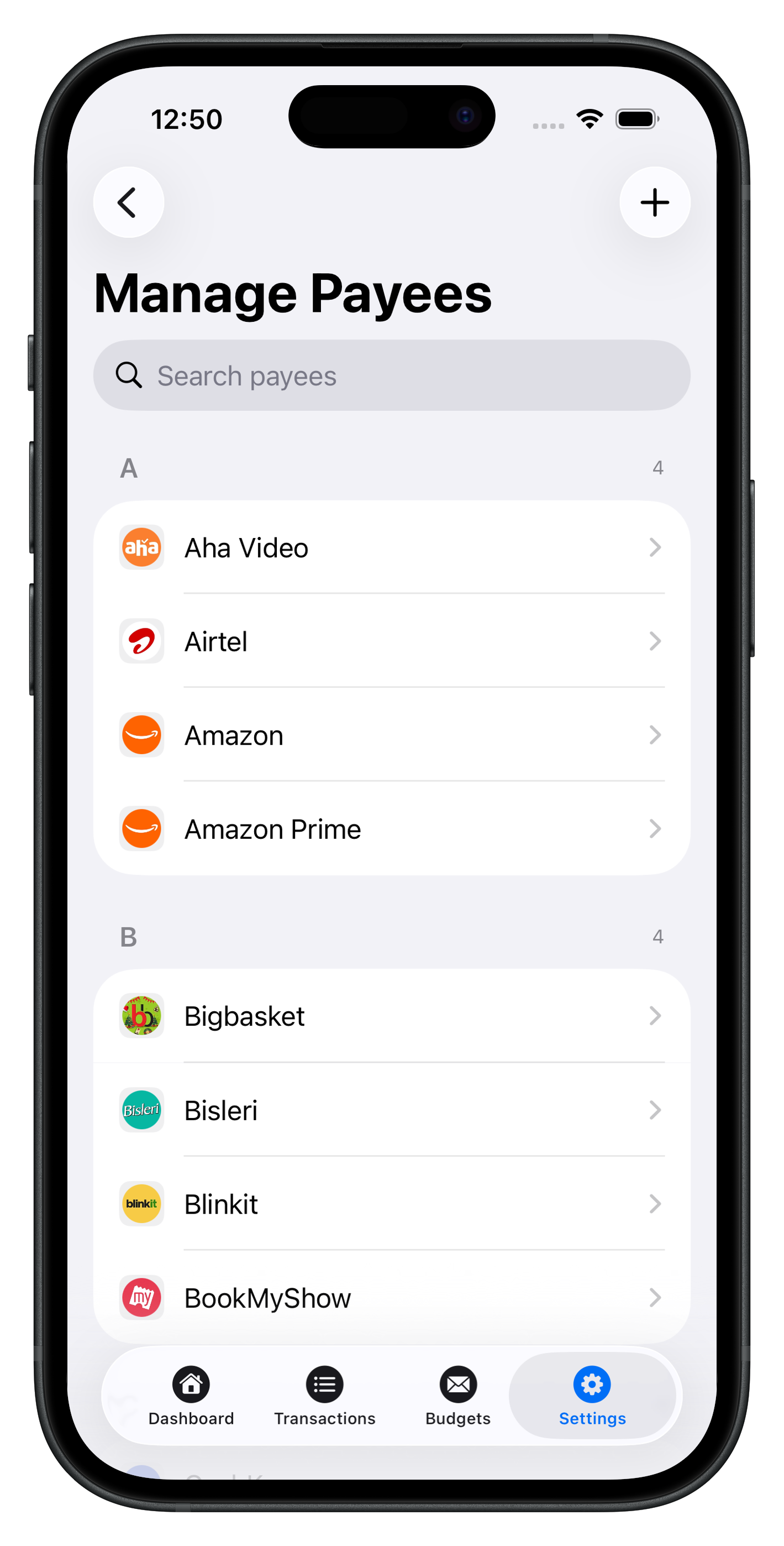 Manage payees and merchants in Atlantic Finance