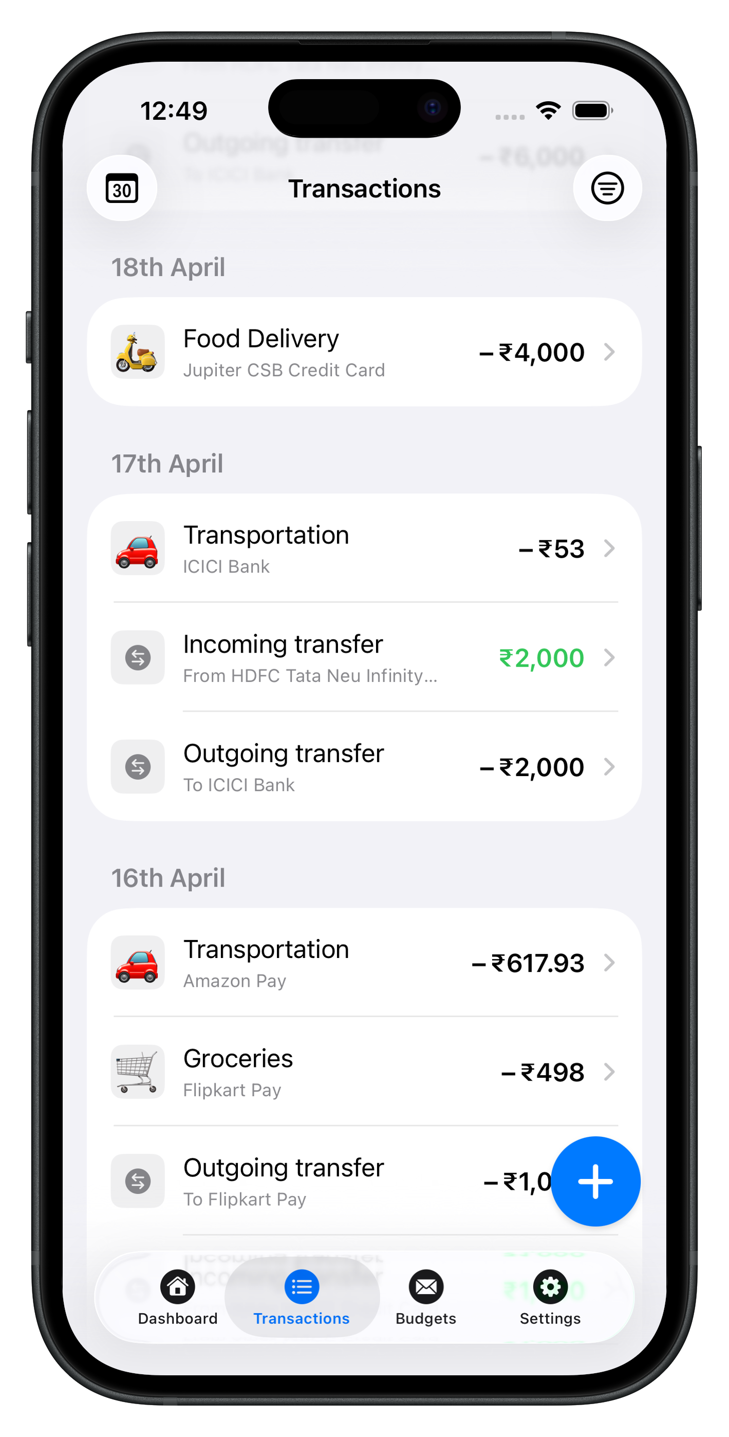 Transactions overview